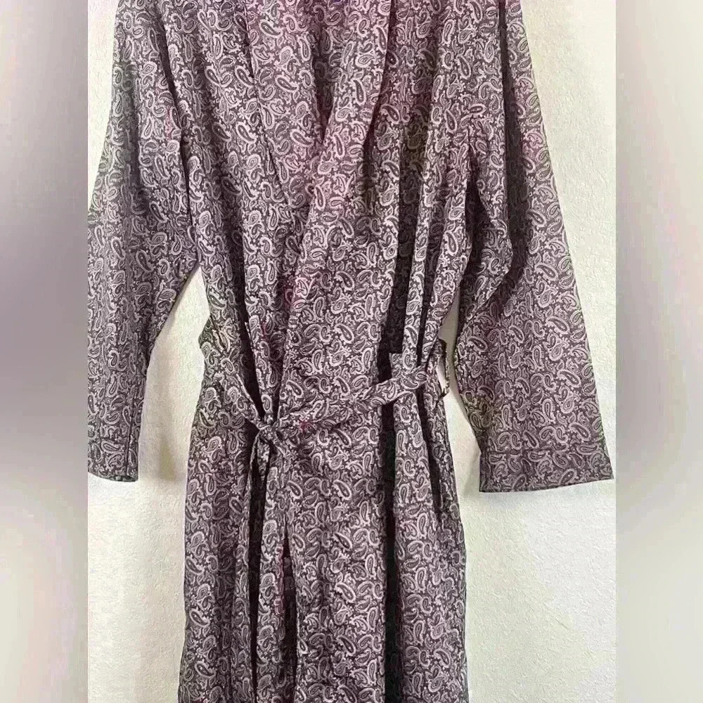 Oscar de la Renta Vintage Maroon and Navy Paisley Robe Men’s size L/XL - Picture 3 of 7